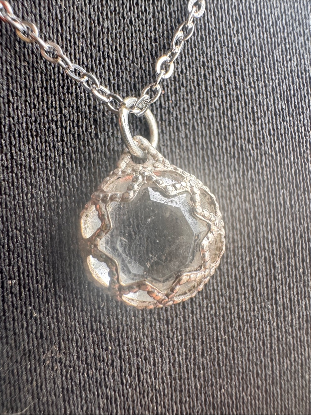 silver toned crystal necklace